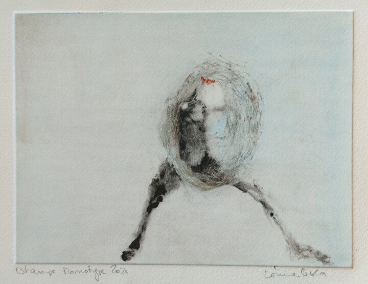 Gravures & estampes intitulée "Frele" par Corinne Cesca, Œuvre d'art originale, Monotype