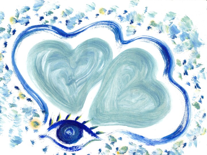 Drawing titled "φυλαχτό / The heart…" by Corinne Courlet, Original Artwork, Gouache