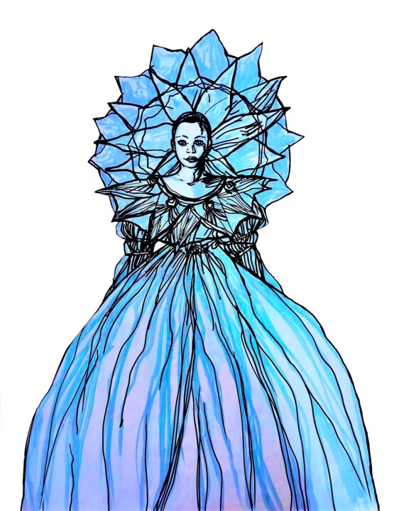 Disegno intitolato "Angels Dress" da Corinne Courlet, Opera d'arte originale, Pennarello