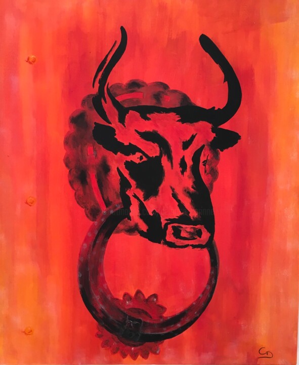 Peinture intitulée "Puerta del toro !" par Corinne Delorme (Lagrandeco), Œuvre d'art originale, Acrylique