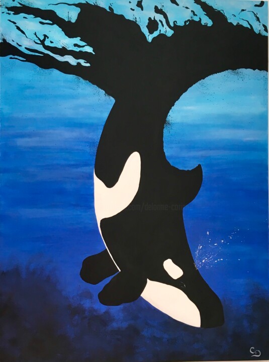 Painting titled "Belle orque !" by Corinne Delorme (Lagrandeco), Original Artwork, Acrylic