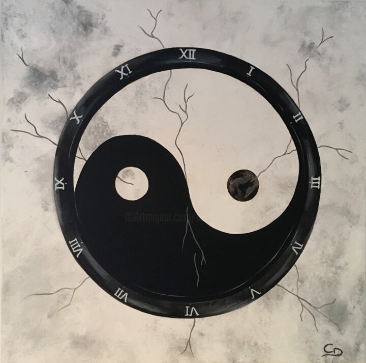 Painting titled "Yin et yang !" by Corinne Delorme (Lagrandeco), Original Artwork, Acrylic