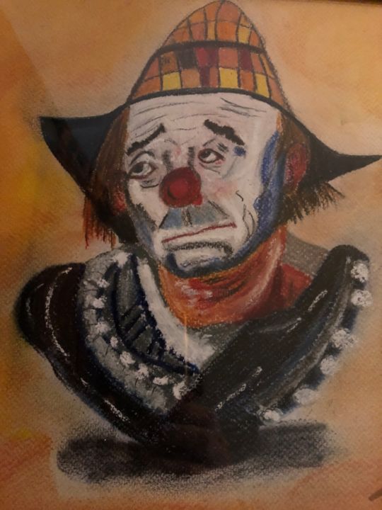 Schilderij getiteld "Clown" door Corinne Jauneau, Origineel Kunstwerk