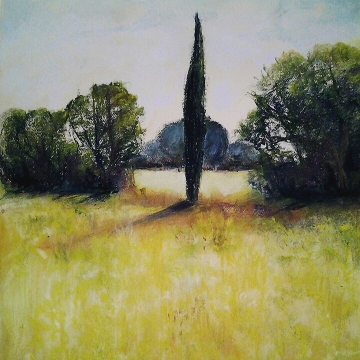 Painting titled "paysage Audois" by Corinne Lanno, Original Artwork, Pastel