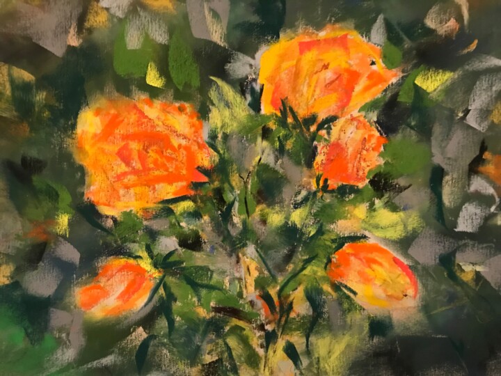 Pintura intitulada "Roses" por Corinne Lanno, Obras de arte originais