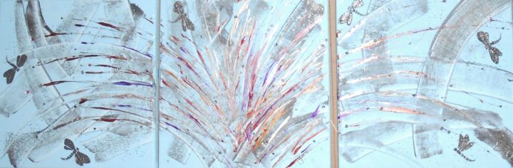 Картина под названием "Explosion de libell…" - Corinne Manera - Perrin, Подлинное произведение искусства, Масло