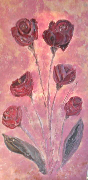 Peinture intitulée "les roses d'Hélène" par Corinne Manera - Perrin, Œuvre d'art originale, Huile