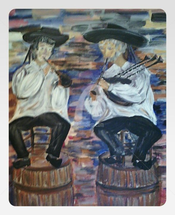 Painting titled "les sonnous" by Corinne Noel, Original Artwork, Acrylic Mounted on Wood Stretcher frame