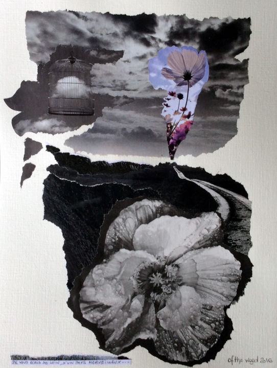 Collages intitolato "Je vous écris de lo…" da Corinne Of The Wood, Opera d'arte originale