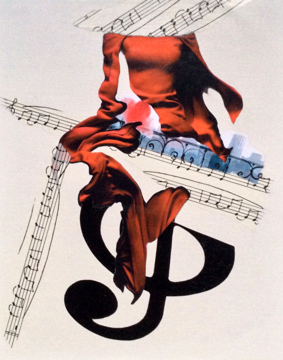 Collages intitulée "Habiter la musique" par Corinne Of The Wood, Œuvre d'art originale