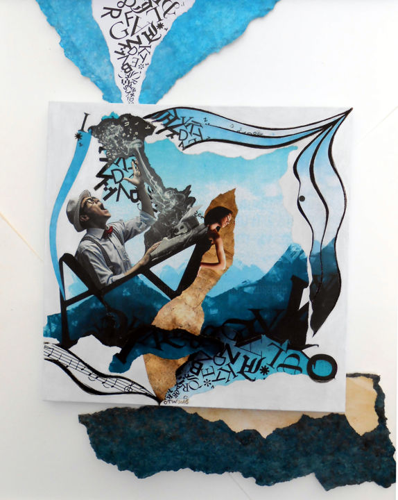 Collages getiteld "Histoire de muse" door Corinne Of The Wood, Origineel Kunstwerk
