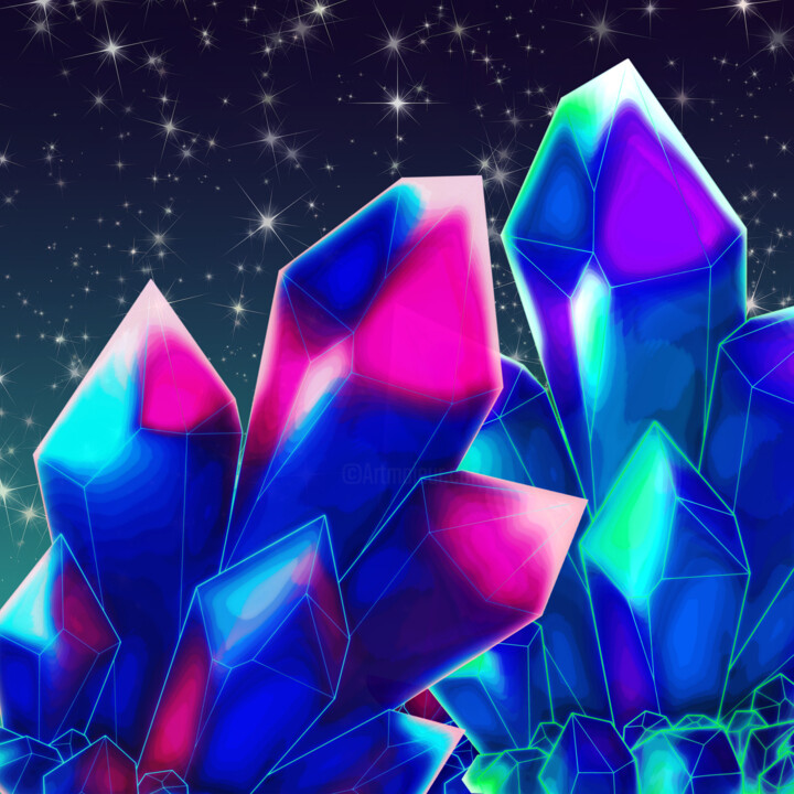 Digital Arts titled "Magic Crystals" by Corinne Thompson, Original Artwork, Digital Painting