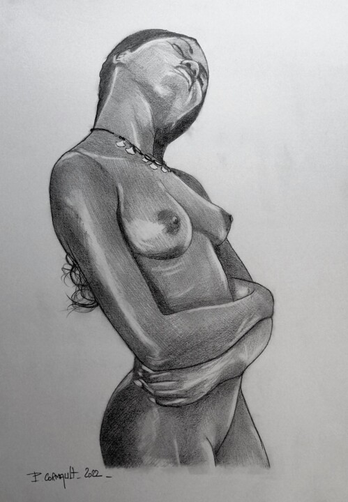 Drawing titled "Coumba" by Philippe Cormault, Original Artwork, Graphite