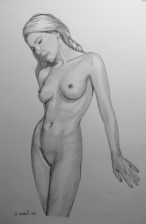 Drawing titled "Ali Claire Model" by Philippe Cormault, Original Artwork, Graphite