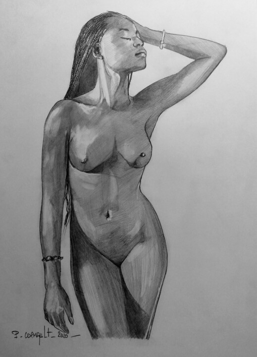 Drawing titled "Sudan" by Philippe Cormault, Original Artwork, Graphite