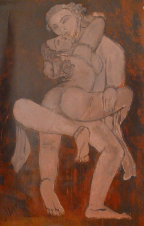Painting titled "23-kama-sutra-3-60x…" by Cornelia Margan, Original Artwork, Oil
