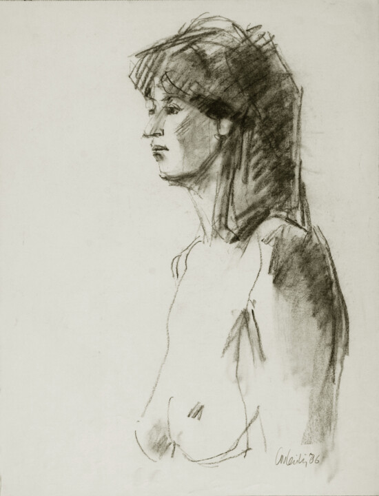 Dessin intitulée "portrait study" par Cornelis Heilig (Cornelus), Œuvre d'art originale, Graphite