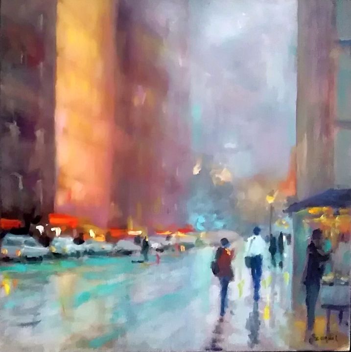 Pintura intitulada "Après la pluie" por Charles Cornil, Obras de arte originais, Óleo