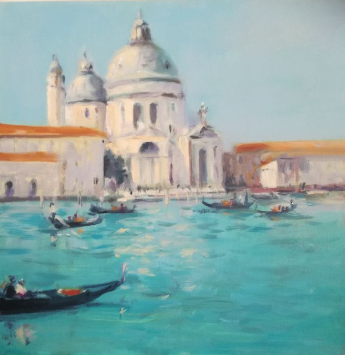 Painting titled "Venise..." by Charles Cornil, Original Artwork, Oil