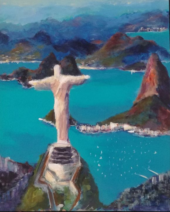 Painting titled "Corcovado" by Charles Cornil, Original Artwork, Acrylic