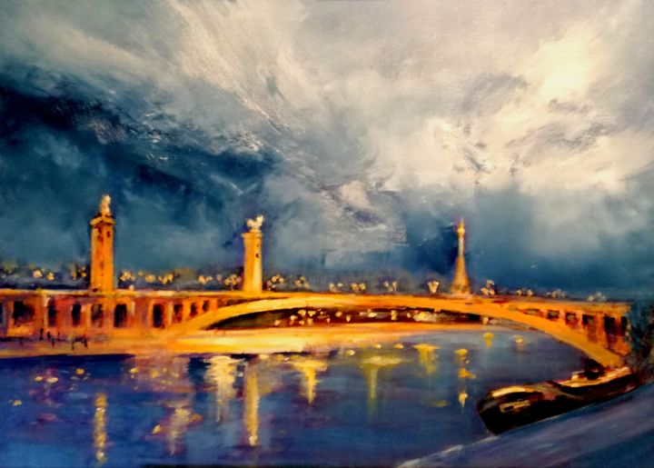 Painting titled "À Paris..." by Charles Cornil, Original Artwork, Acrylic