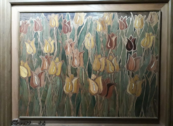 Pintura intitulada "TULIPANES" por Cornu Pienaar, Obras de arte originais