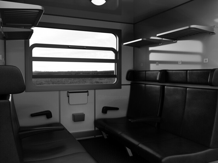 Цифровое искусство под названием "Le train" - Gilles Corona, Подлинное произведение искусства, 3D моделирование