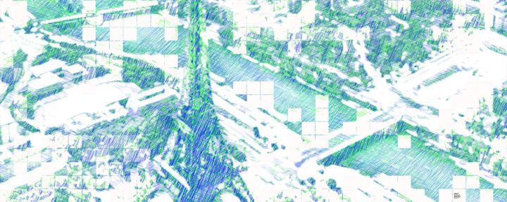 Digital Arts titled "Paris 593 m  green-…" by Massimo Corona, Original Artwork, Digital Painting