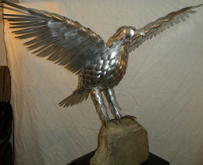 Sculpture titled "aigle" by Philippe Affagard, Original Artwork, Metals