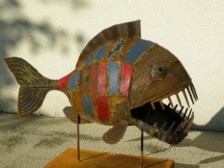 Escultura titulada "piranha" por Philippe Affagard, Obra de arte original, Metales
