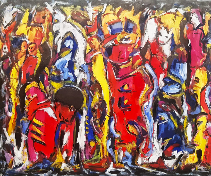 Pintura intitulada "Tribos e indígenas…" por Corre-Pé Jose Pereira, Obras de arte originais, Acrílico