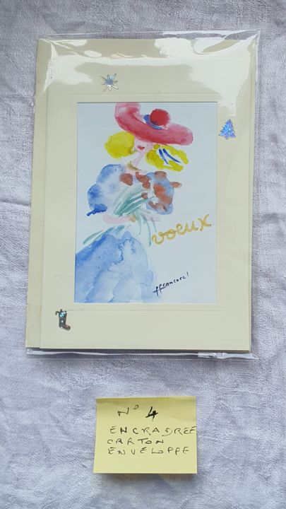 Schilderij getiteld "*Cartes de voeux *…" door Françoise Lanfroy-Rancurel, Origineel Kunstwerk, Aquarel