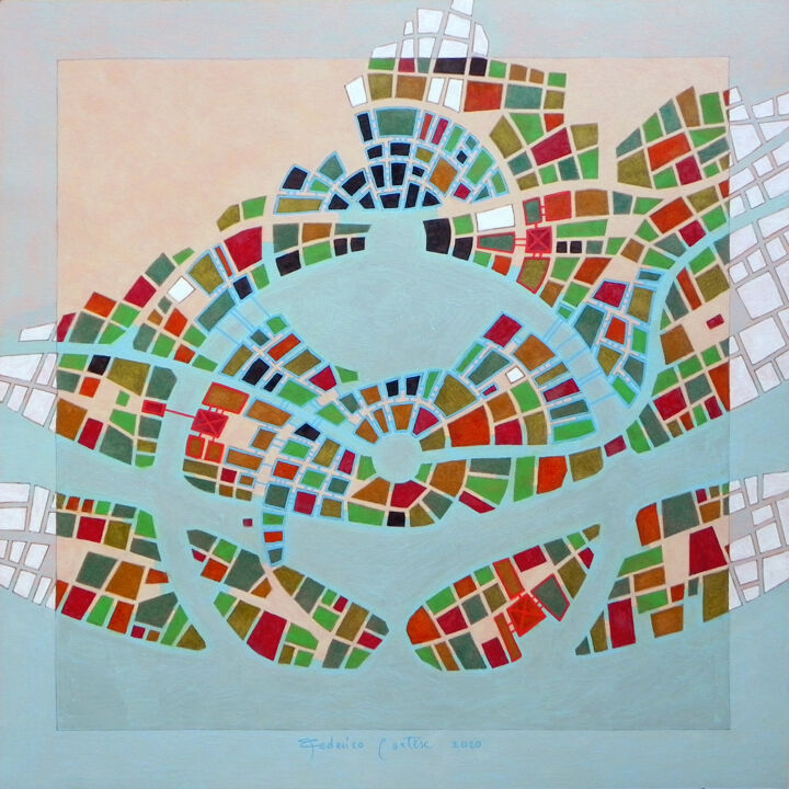 Painting titled "Cipher number 50" by Federico Cortese, Original Artwork, Oil