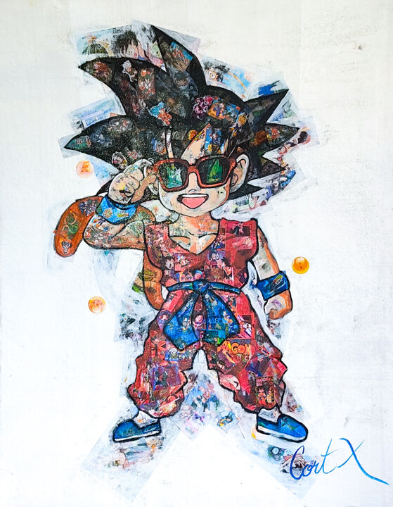 Painting titled "GOKU LITTLE" by Cortx, Original Artwork, Acrylic