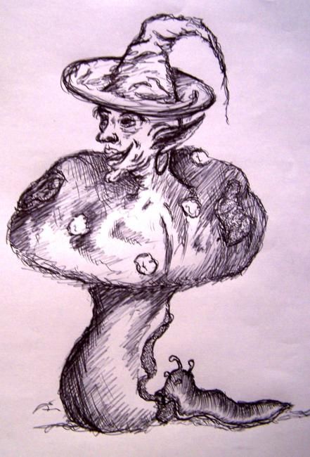 Peinture intitulée "mushroom farfadet" par Corvuss, Œuvre d'art originale,
