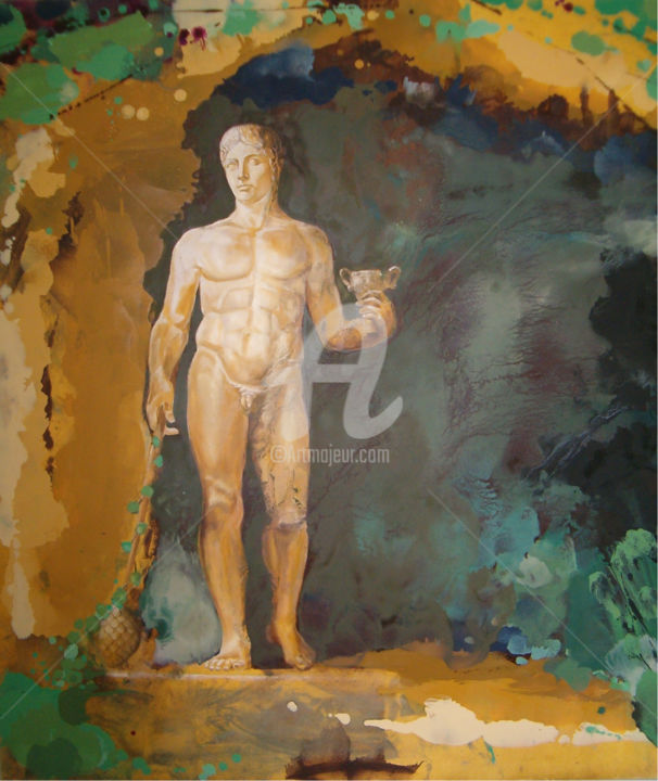 Painting titled "IL TIRSO (DIONISO)" by Cosimo Amedeo Eliodoro, Original Artwork, Oil