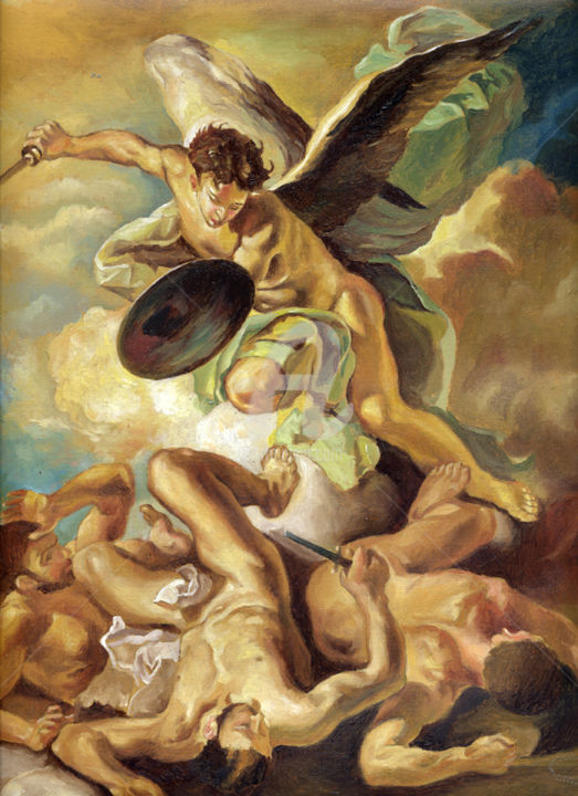 Pittura intitolato "SAN MICHELE" da Cosimo Amedeo Eliodoro, Opera d'arte originale