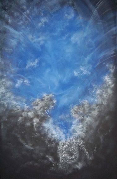 Painting titled "Black and Blue Sky" by Angel'Art, Original Artwork, Oil