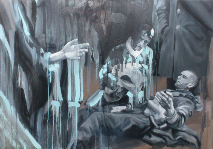 Painting titled "deportees" by Cosmin Vaida, Original Art, Oil