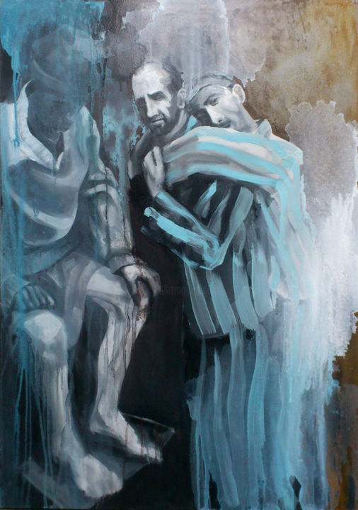 Painting titled "deportees" by Cosmin Vaida, Original Artwork, Oil