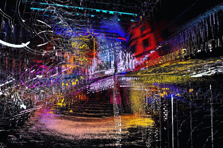 Arte digitale intitolato "A night at the boul…" da Cosmophonique, Opera d'arte originale, Modellazione 3D