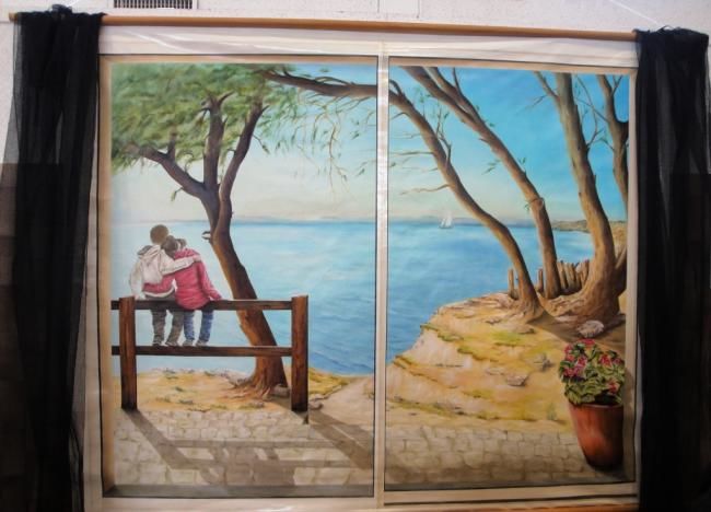 Peinture intitulée "Fausse baie vitrée" par Dominique Cossenet, Œuvre d'art originale