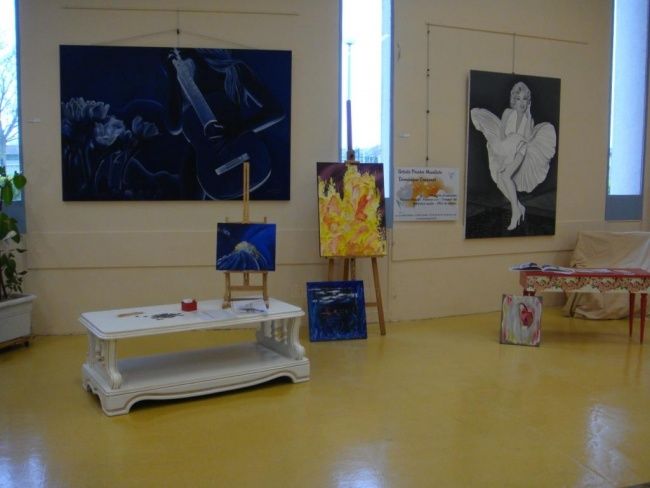Peinture intitulée "Exposition salle de…" par Dominique Cossenet, Œuvre d'art originale