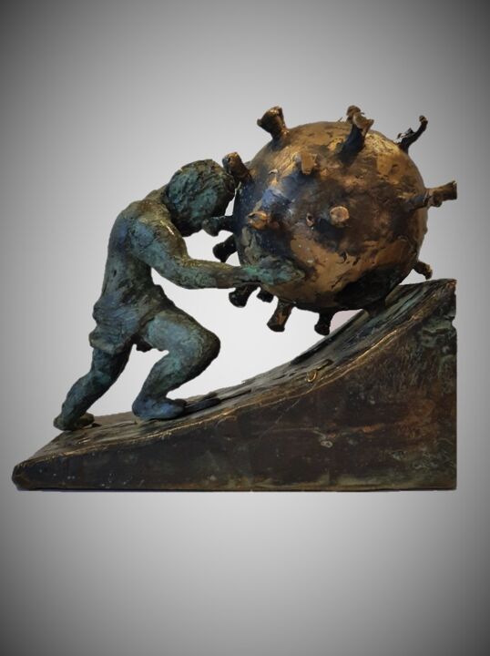 Скульптура под названием "The struggle of Sys…" - N.C.J. Stam, Подлинное произведение искусства, Бронза