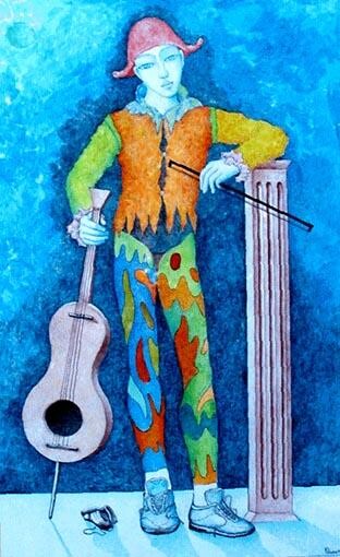 Painting titled "Musicante" by Costantino Canonico, Original Artwork, Other