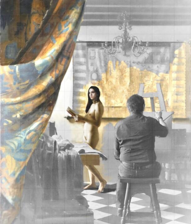 Pittura intitolato "IO SONO VERMEER 1" da Costantino Di Renzo, Opera d'arte originale, Olio Montato su Telaio per barella in…
