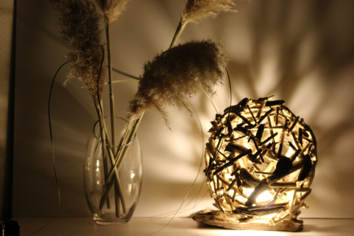 Ремесла под названием "Lampe Sphère" - Côte & Bois Flottés, Подлинное произведение искусства