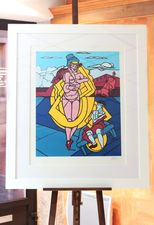 Printmaking titled "Lithographie Adami" by Coté Cadres, Original Artwork, Screenprinting