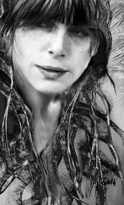 Regard En Coin Cheveux En Délire Drawing By Gabriel Cotelle