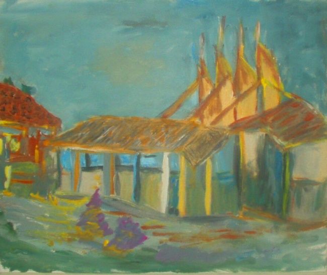 Painting titled "palacio deportivo r…" by Francisco Fernandez-Cotero Campos, Original Artwork